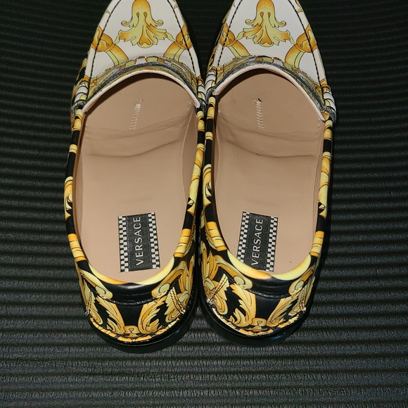 Versace Men's Gold and White Baroque Loafers - Picture 3 of 6
